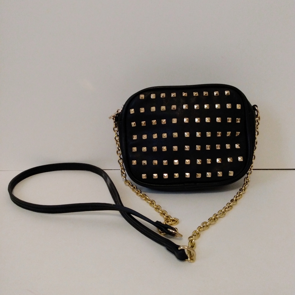 L D Black Faux Leather Baguette Cross Body Bag
